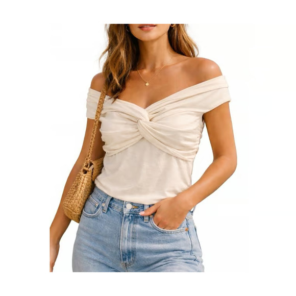 Reformation Tops - Reformation Ezlynn Knit Top Y2K Cream Womens Sz Small A004716